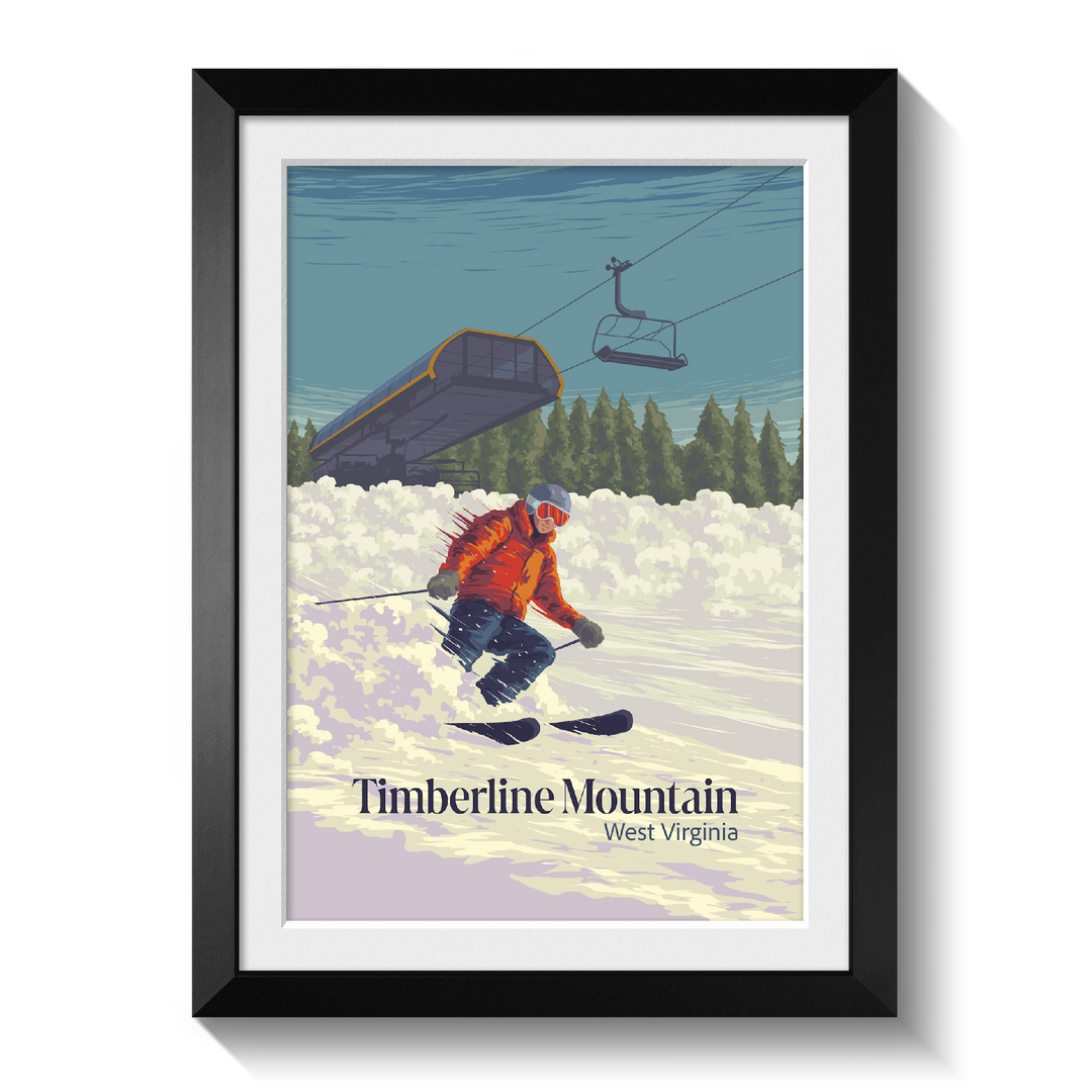 Timberline Mountain West Virginia USA Ski Resort Travel Poster