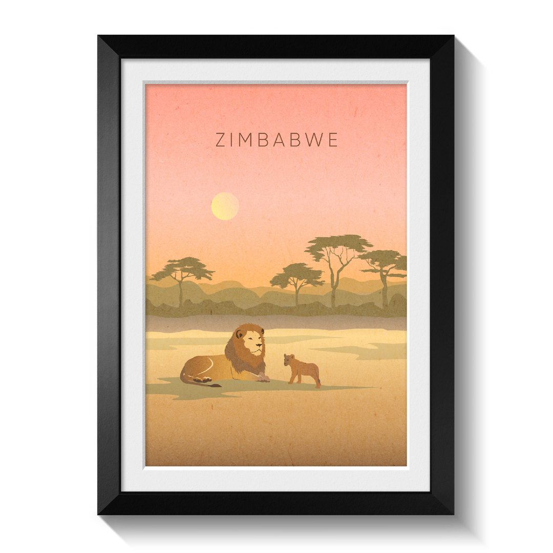 Zimbabwe Minimal Travel Poster