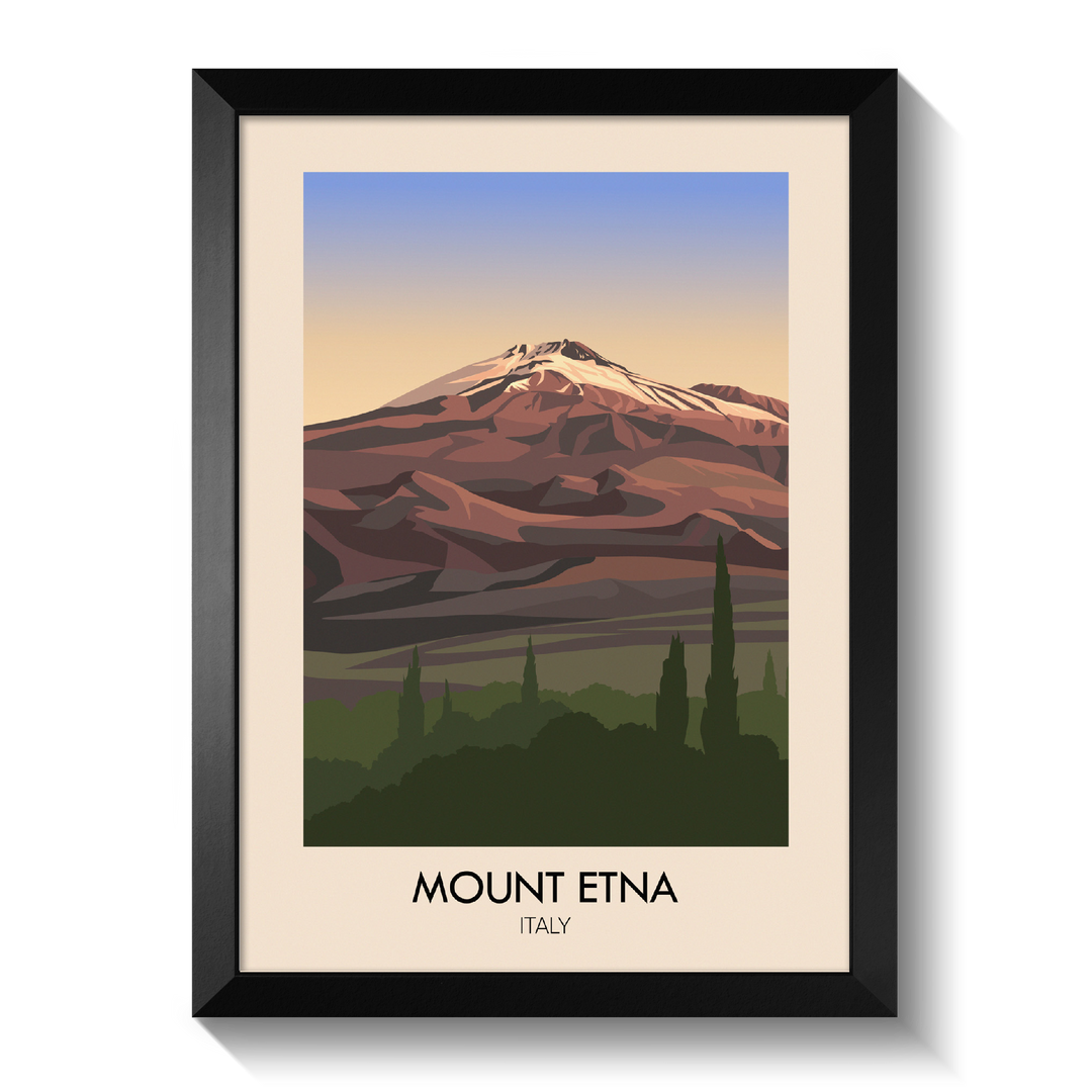 Mount Etna Italy Travel Poster