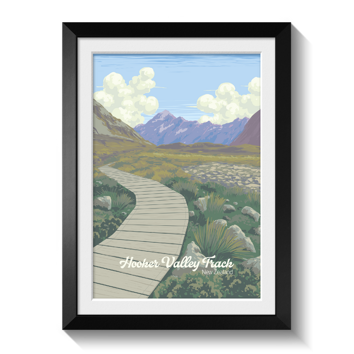 Hooker Valley Track New Zealand Travel Poster