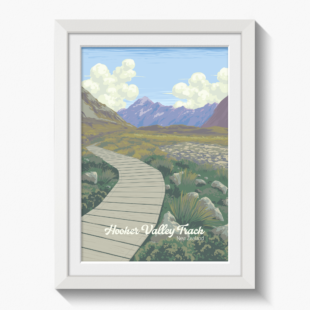 Hooker Valley Track New Zealand Travel Poster