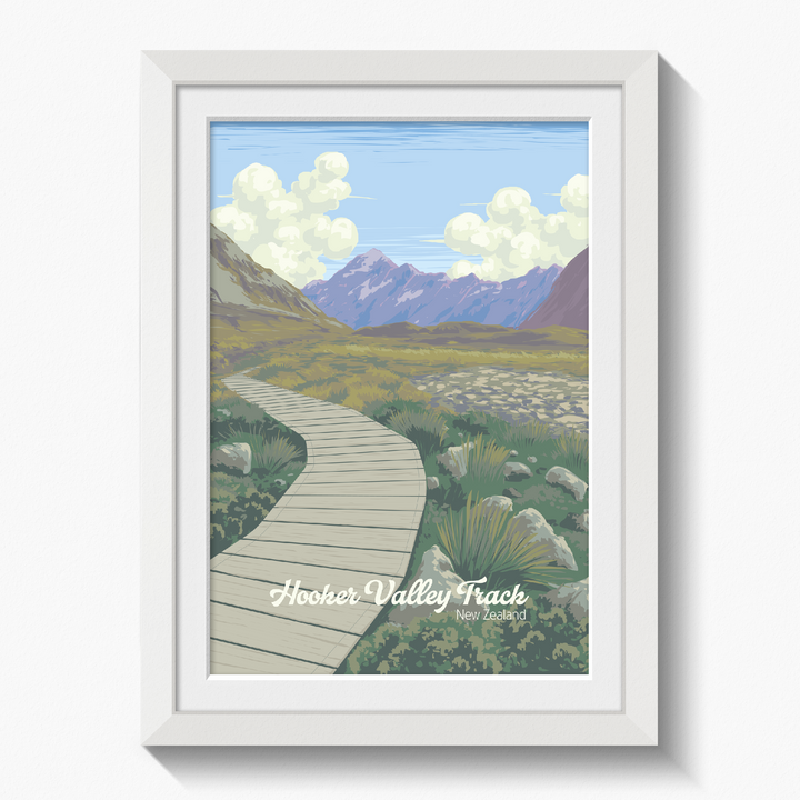 Hooker Valley Track New Zealand Travel Poster