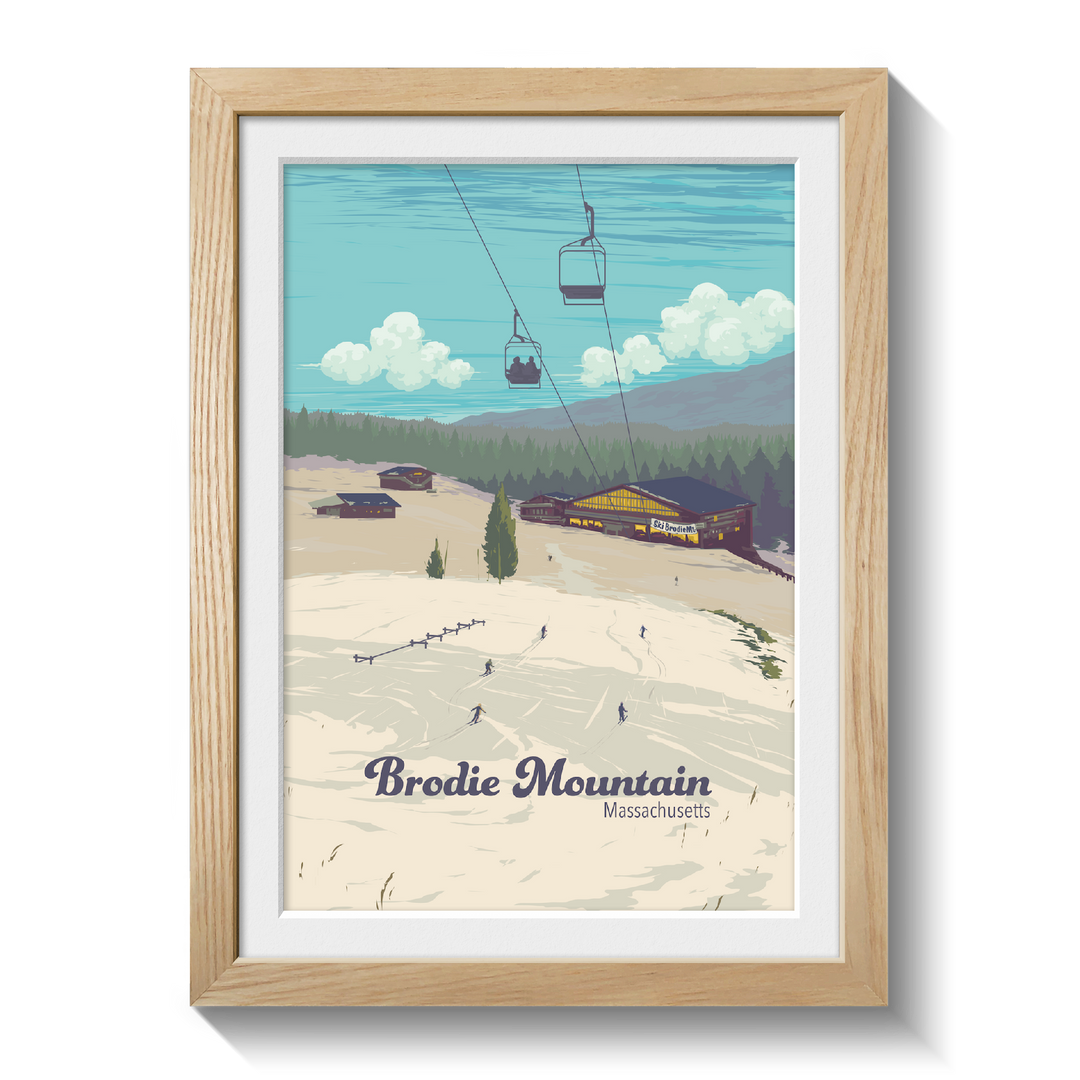 Brodie Mountain Massachusetts USA Ski Resort Travel Poster