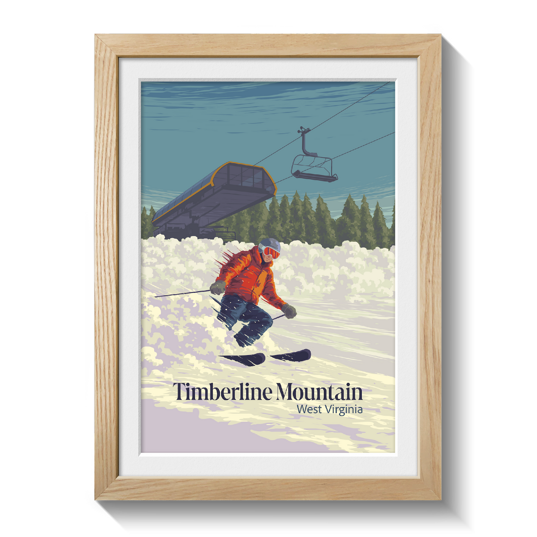 Timberline Mountain West Virginia USA Ski Resort Travel Poster