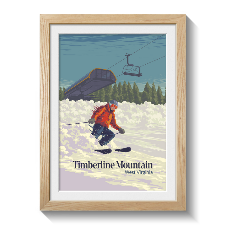 Timberline Mountain West Virginia USA Ski Resort Travel Poster