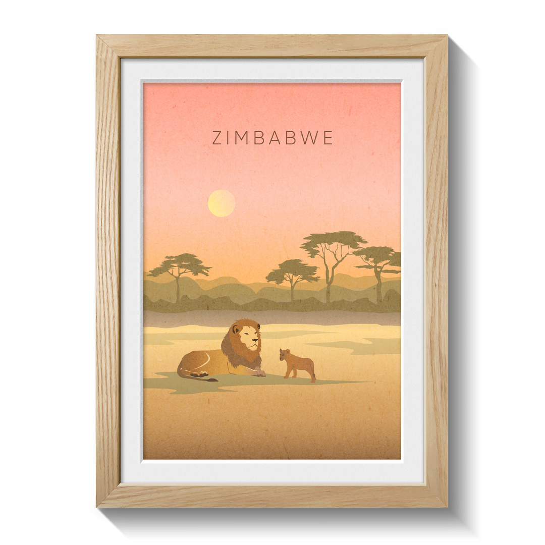 Zimbabwe Minimal Travel Poster