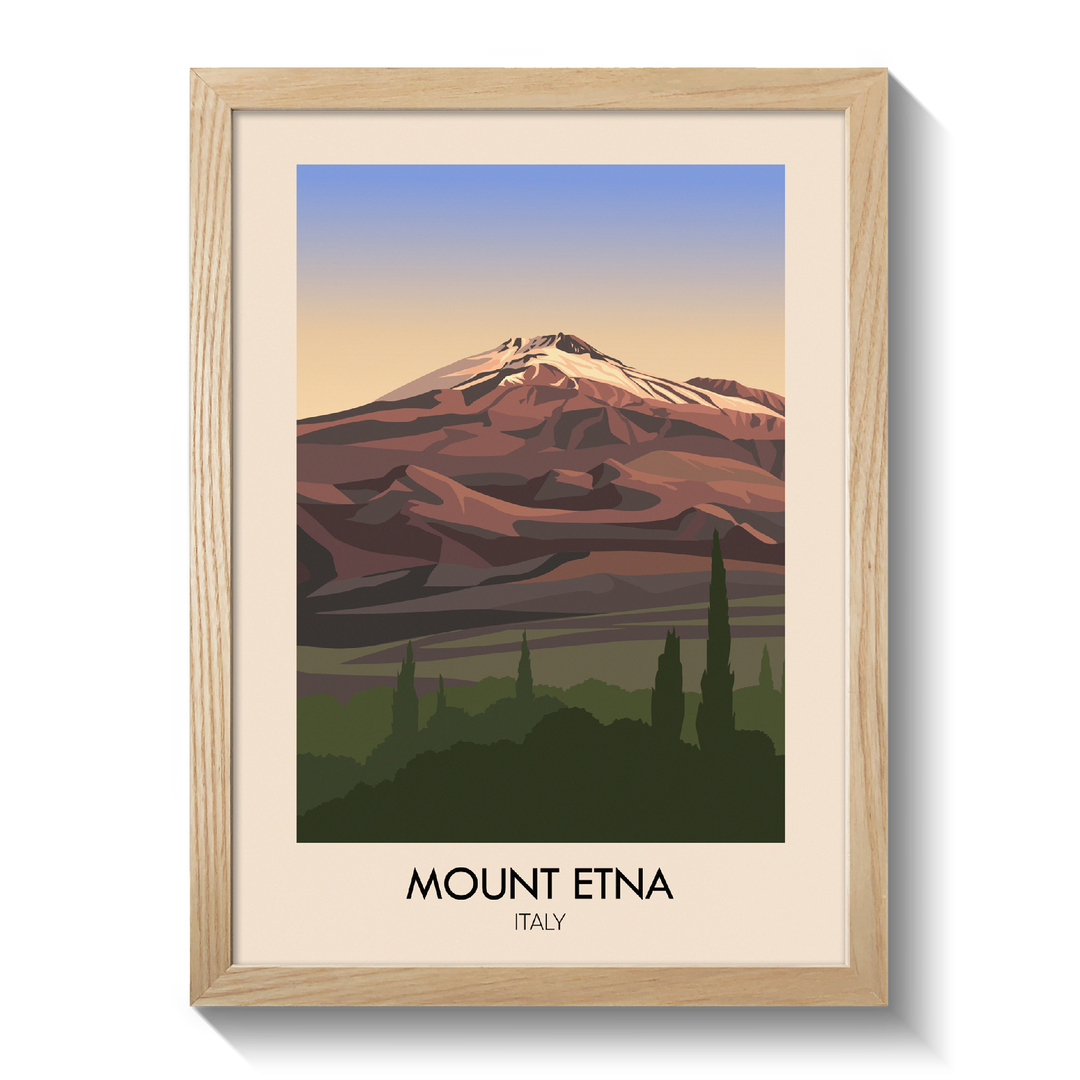 Mount Etna Italy Travel Poster