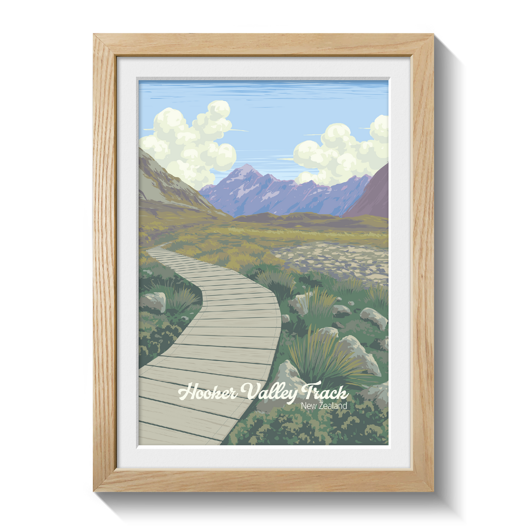 Hooker Valley Track New Zealand Travel Poster
