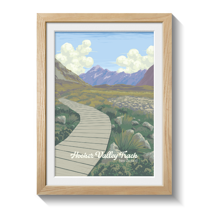 Hooker Valley Track New Zealand Travel Poster