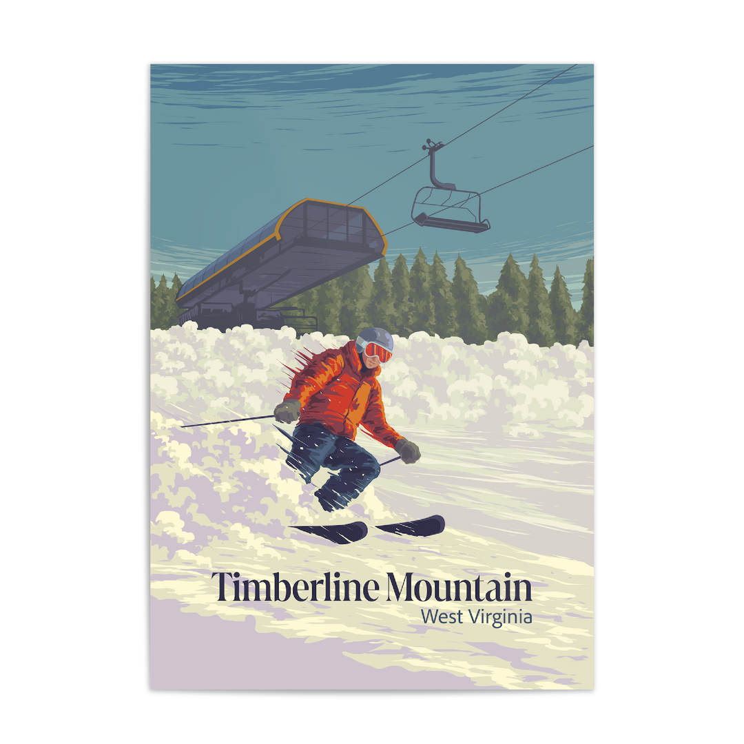Timberline Mountain West Virginia USA Ski Resort Travel Poster