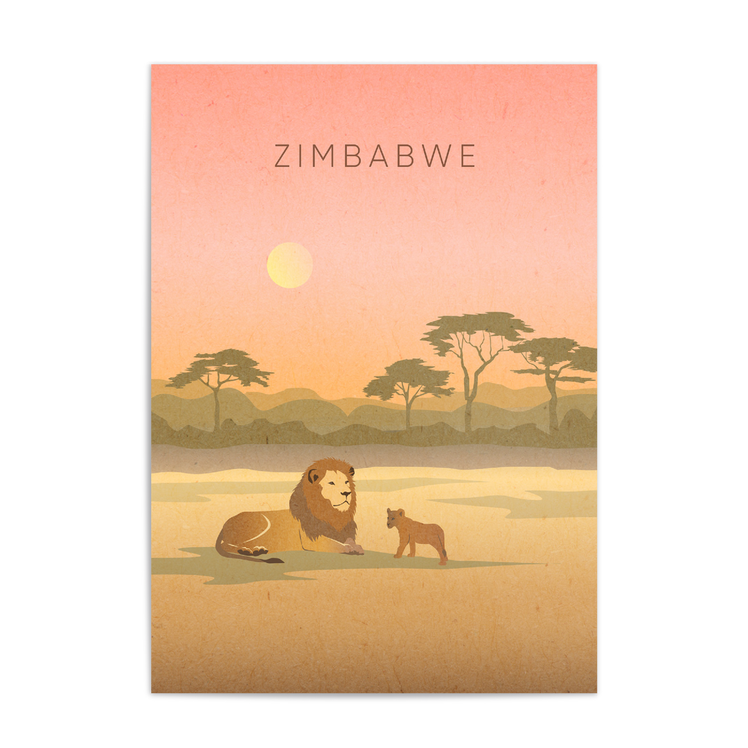 Zimbabwe Minimal Travel Poster