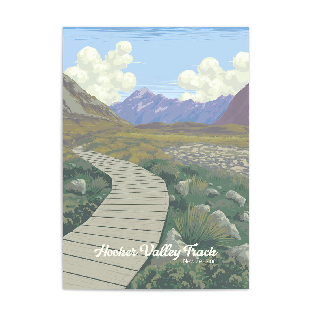 Hooker Valley Track New Zealand Travel Poster