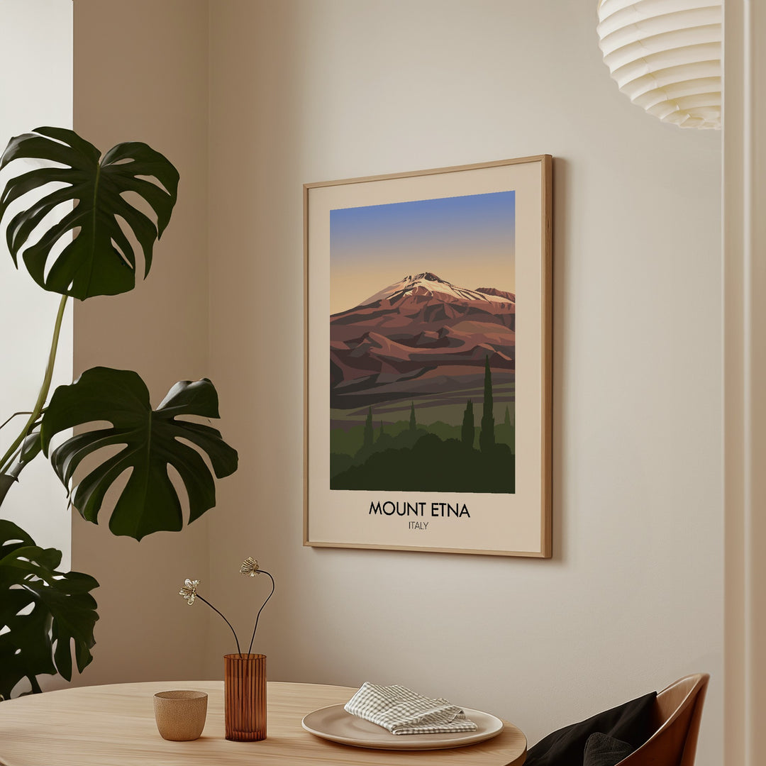 Mount Etna Italy Travel Poster