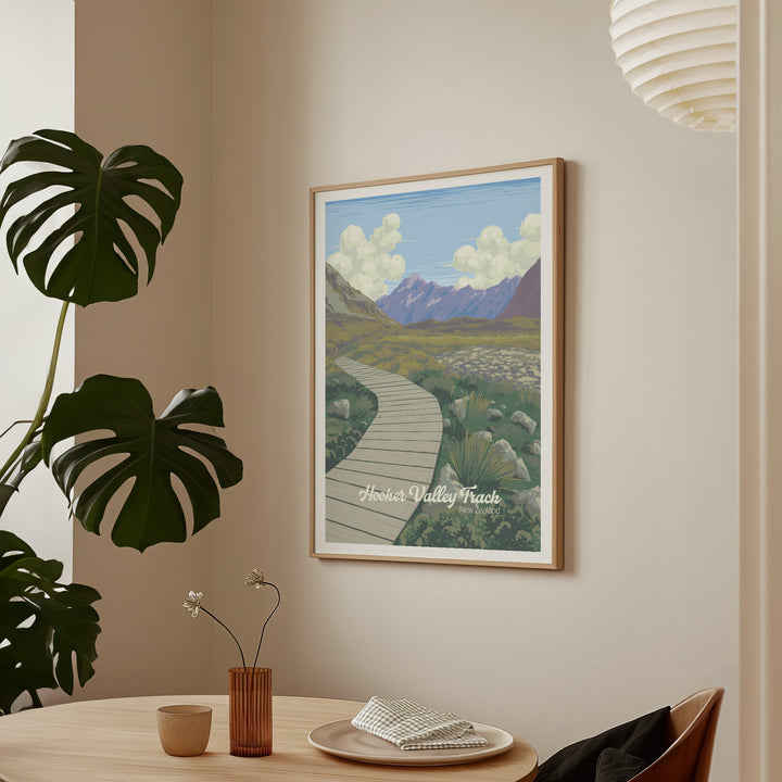 Hooker Valley Track New Zealand Travel Poster