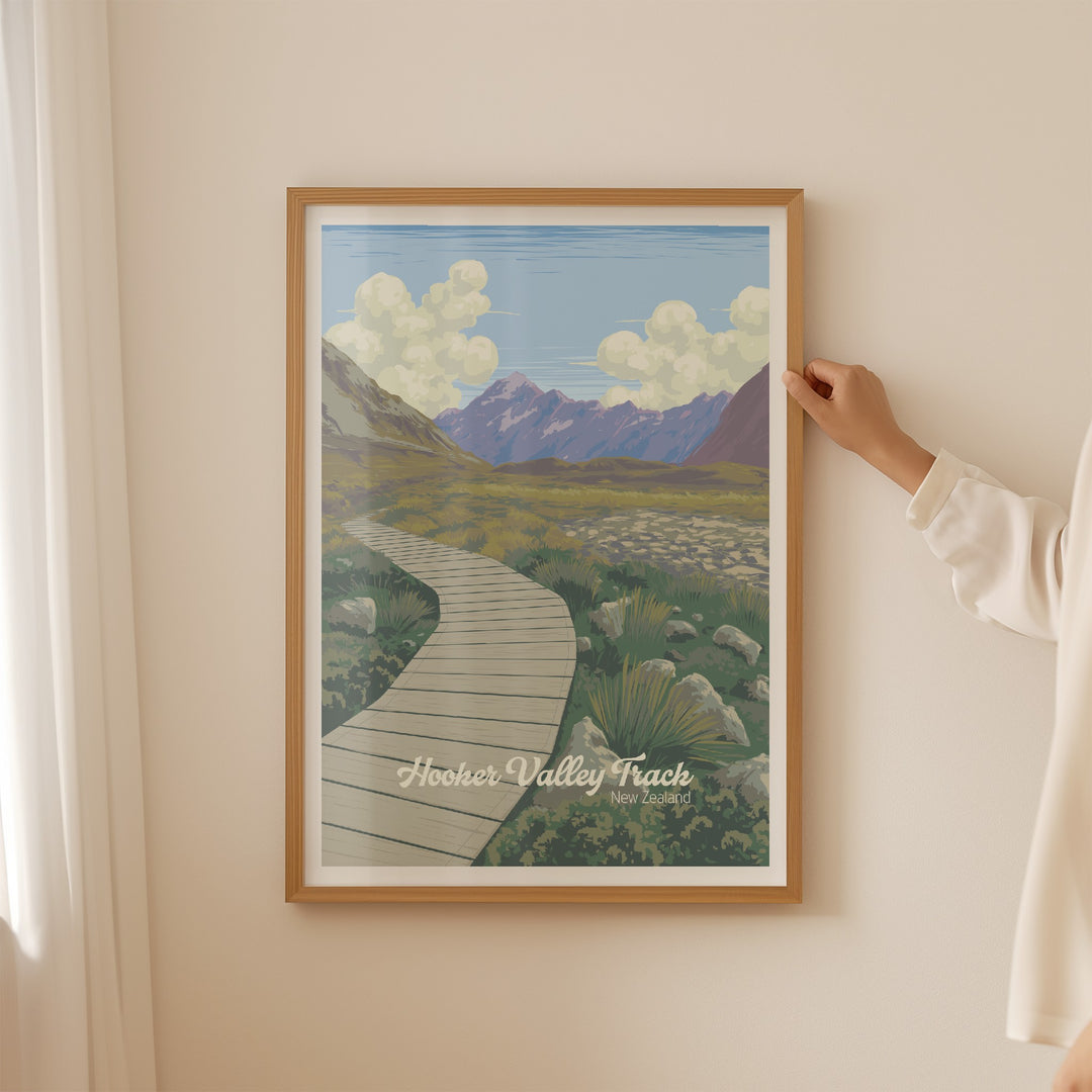 Hooker Valley Track New Zealand Travel Poster