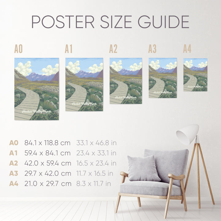 Hooker Valley Track New Zealand Travel Poster