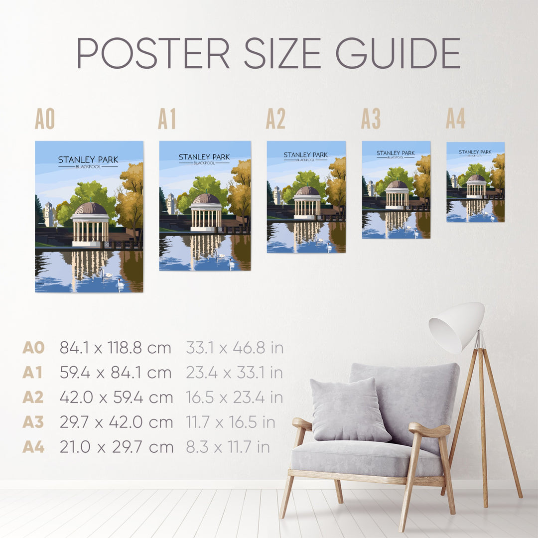 Stanley Park Blackpool Travel Poster