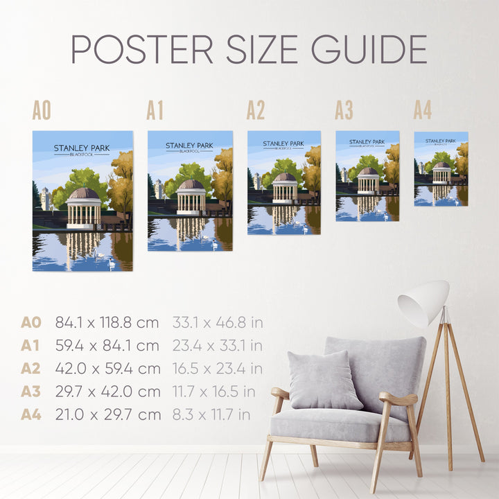 Stanley Park Blackpool Travel Poster