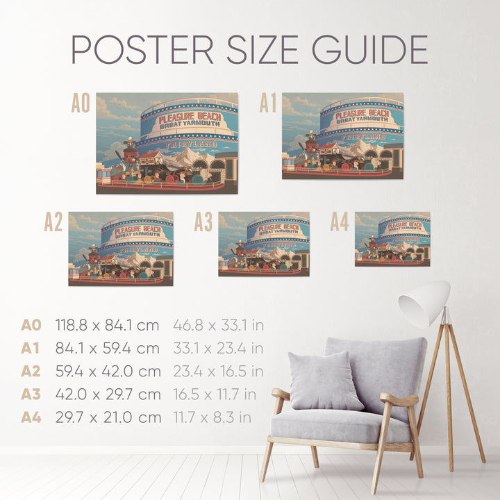 Great Yarmouth Pleasure Beach Seaside Travel Poster