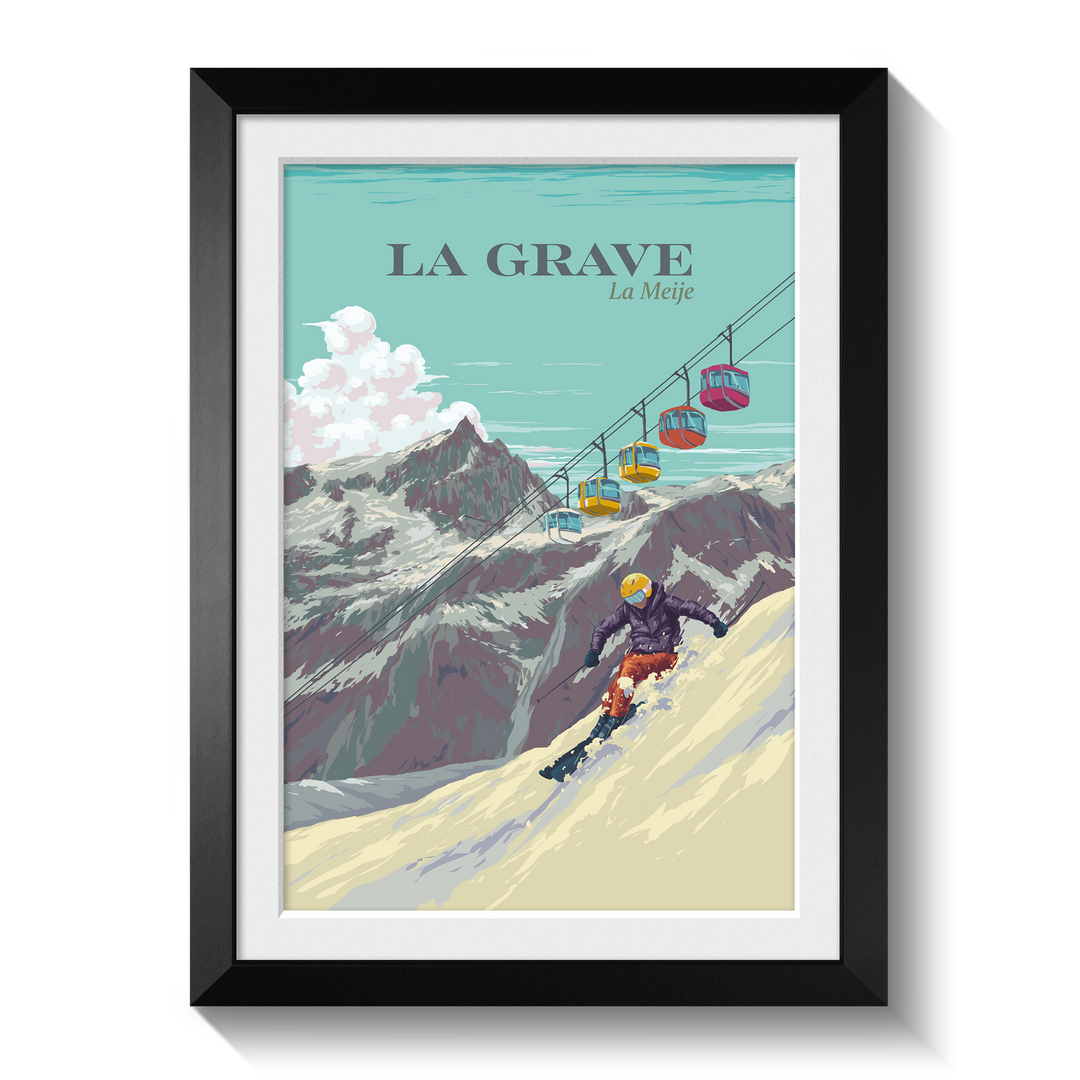 La Grave La Meije Ski Resort Travel Poster