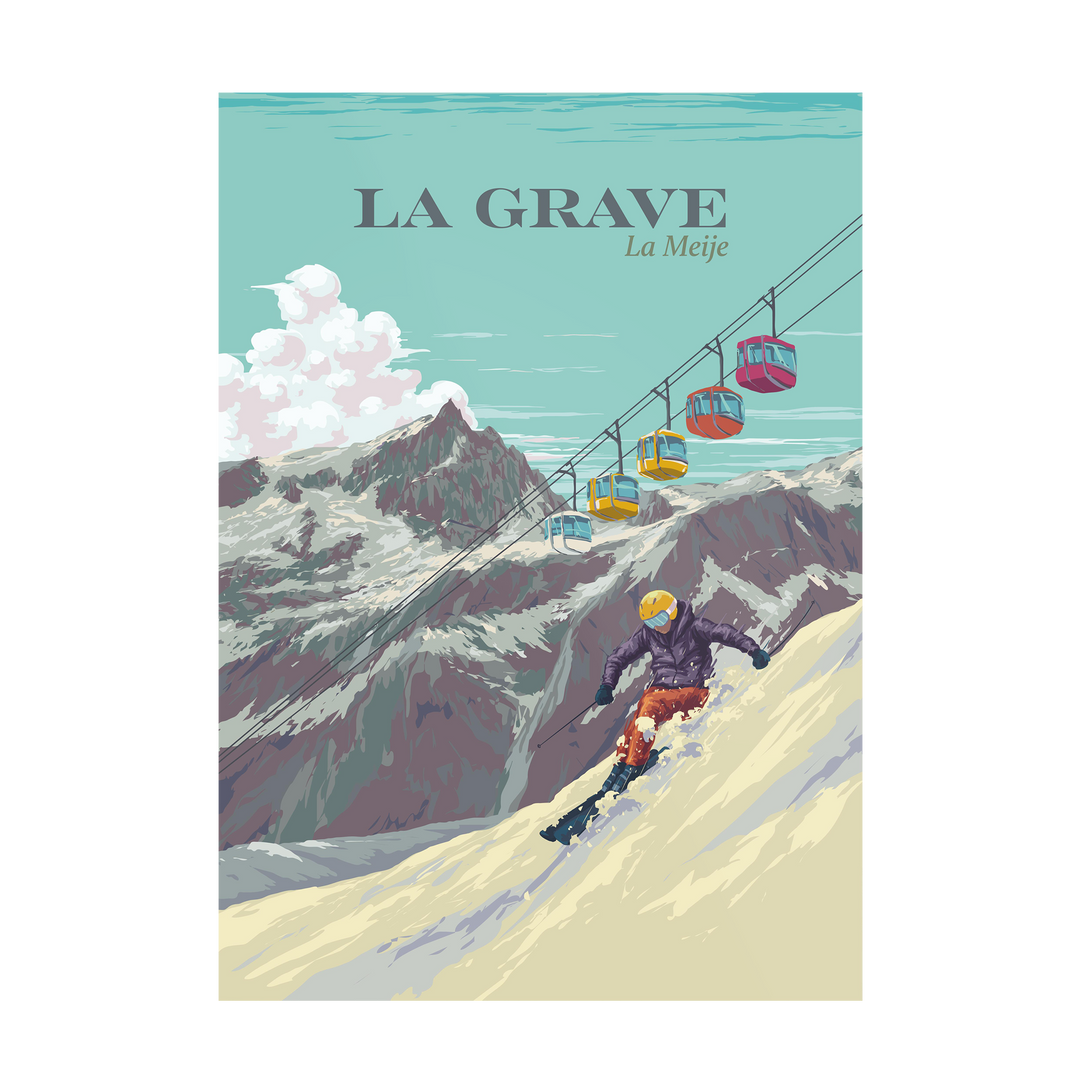 La Grave La Meije Ski Resort Travel Poster