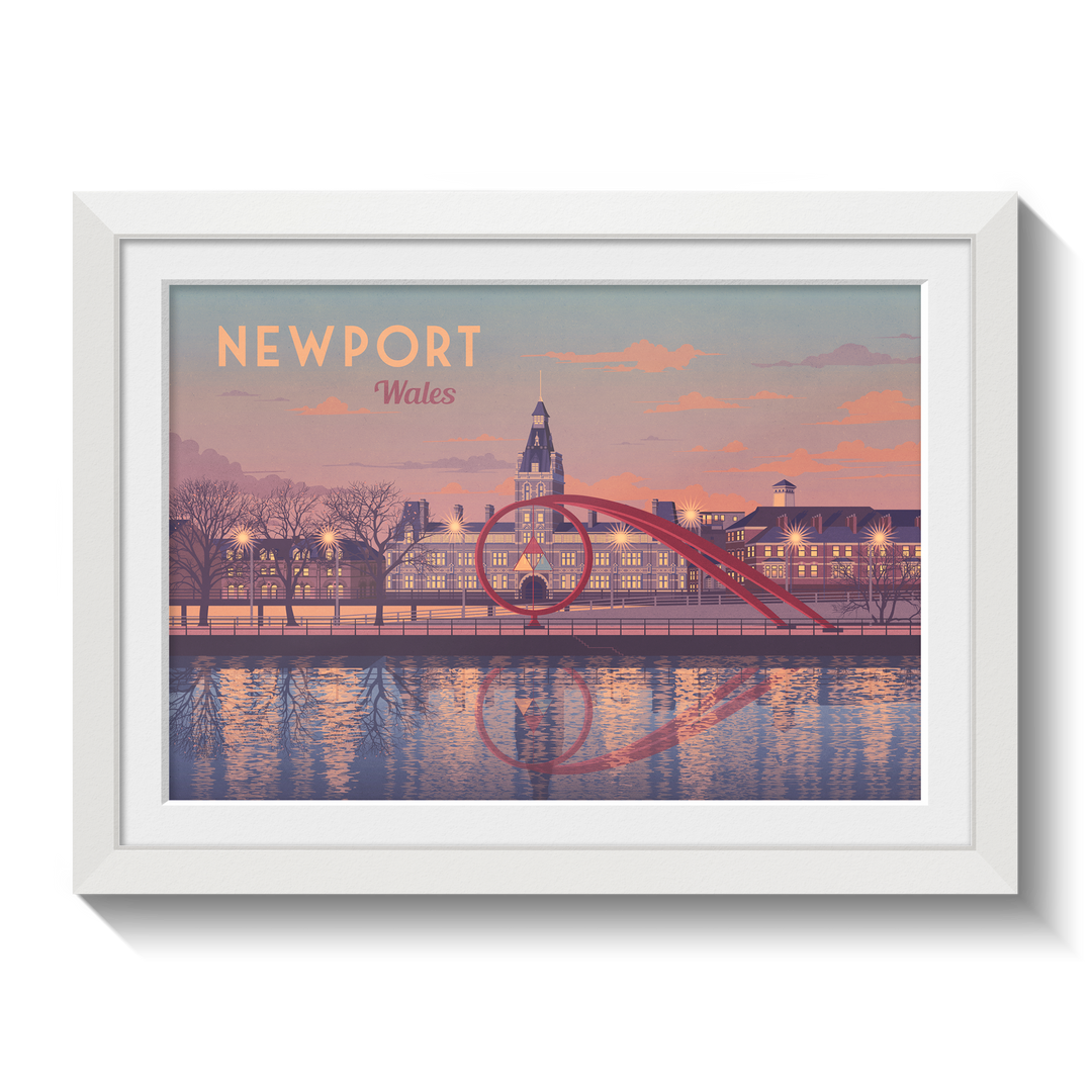 Newport Wales Seaside Travel Poster