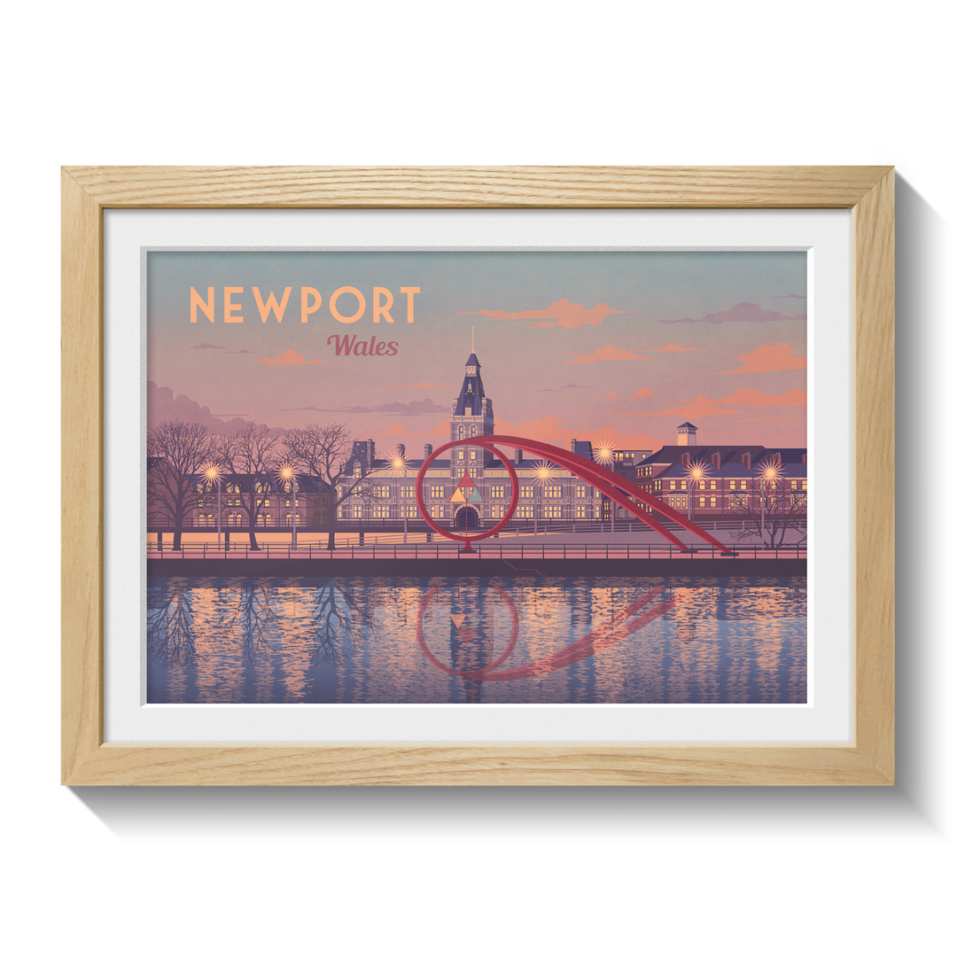 Newport Wales Seaside Travel Poster
