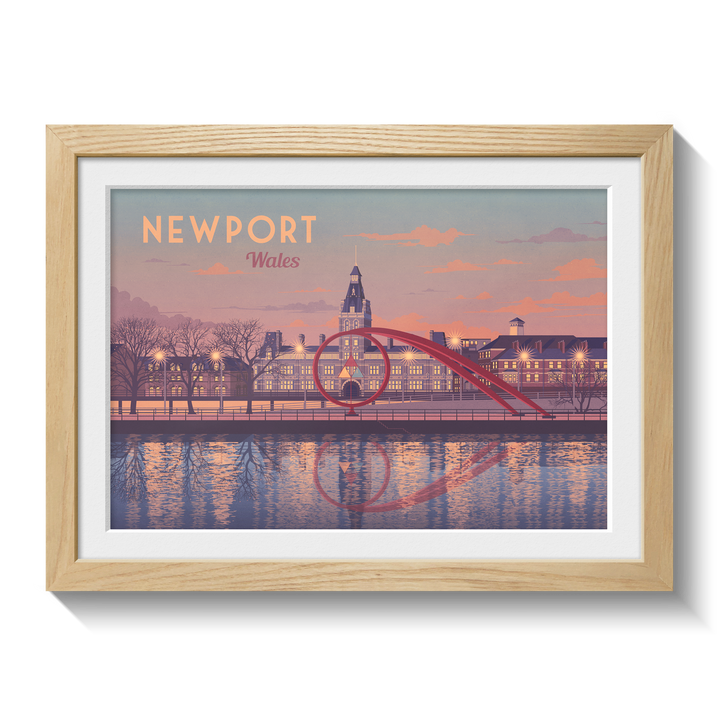 Newport Wales Seaside Travel Poster