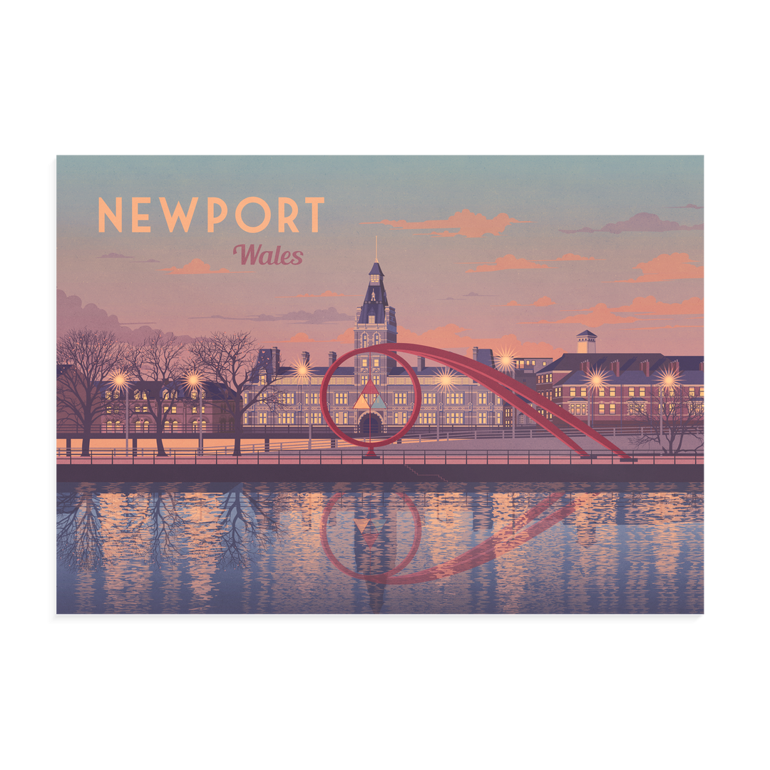 Newport Wales Seaside Travel Poster
