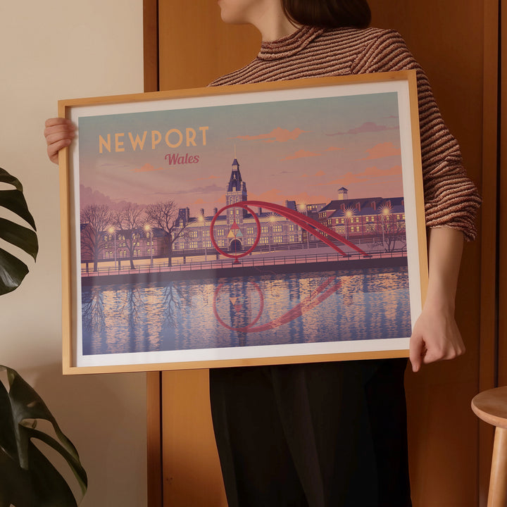 Newport Wales Seaside Travel Poster