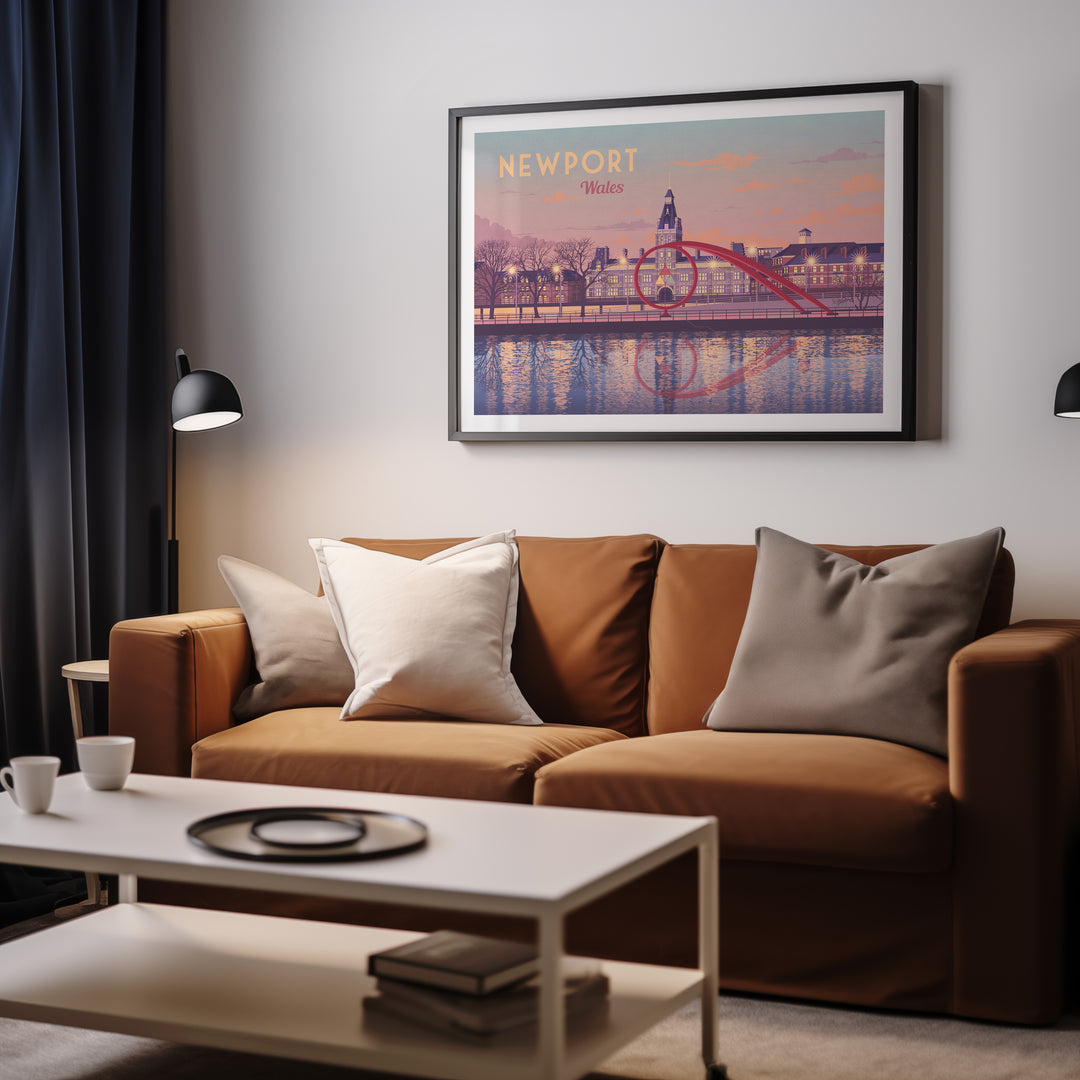 Newport Wales Seaside Travel Poster