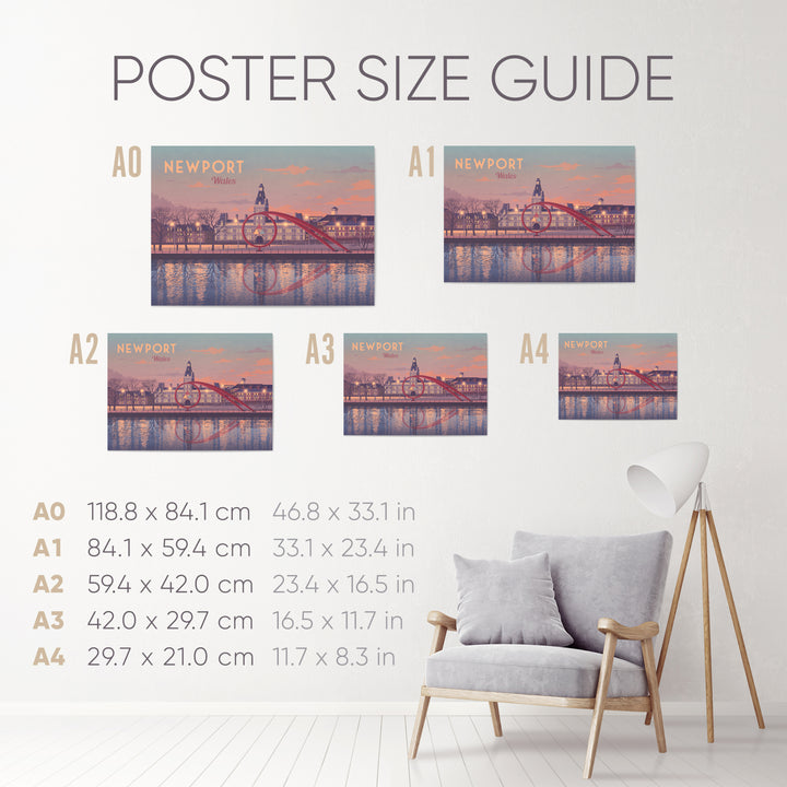 Newport Wales Seaside Travel Poster