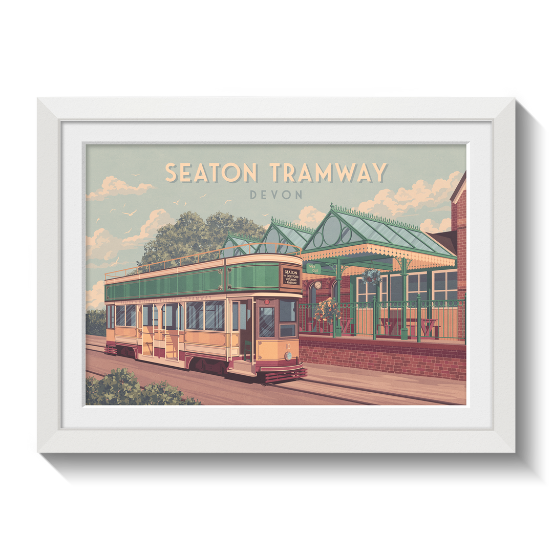 Seaton Tramway Devon Travel Poster