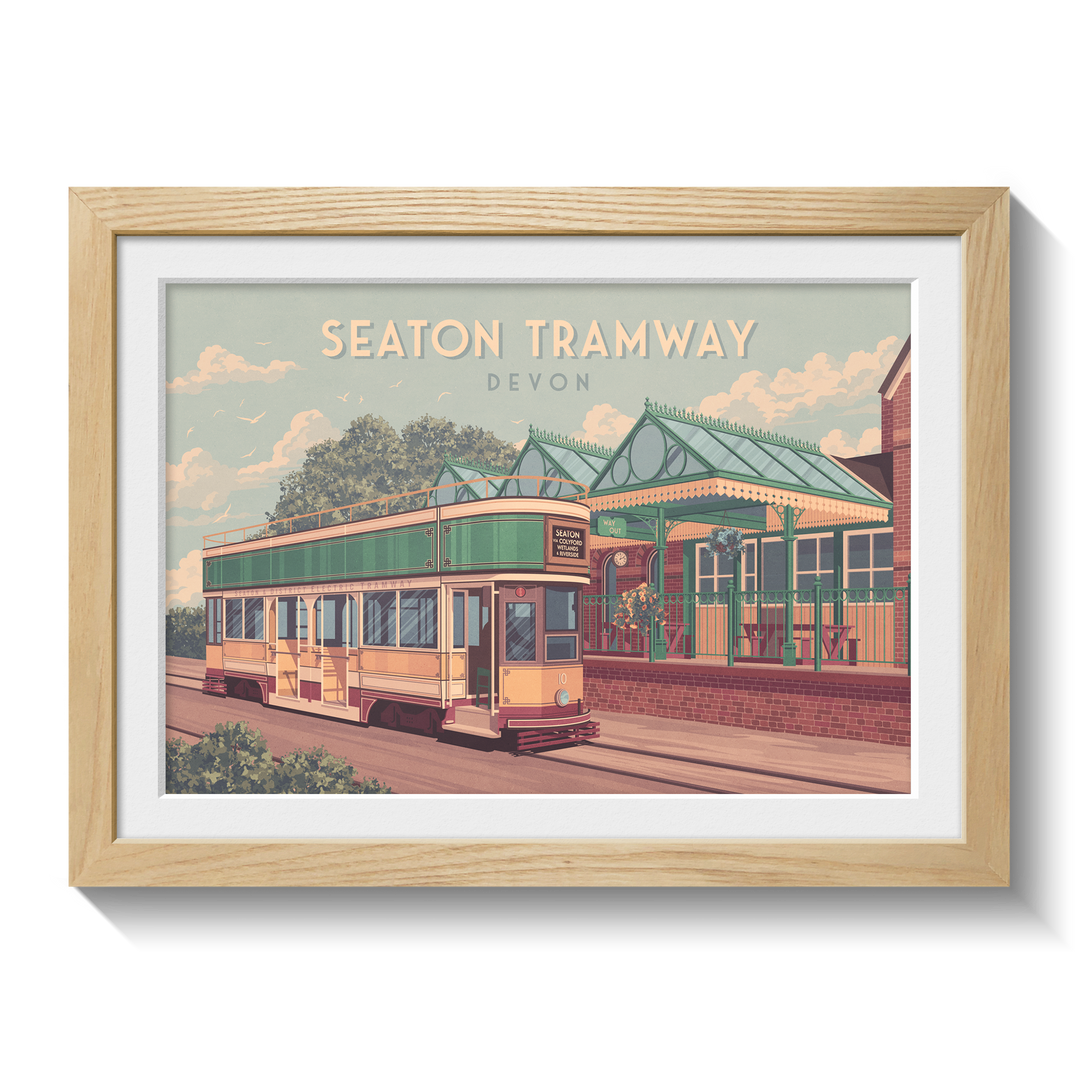 Seaton Tramway Devon Travel Poster
