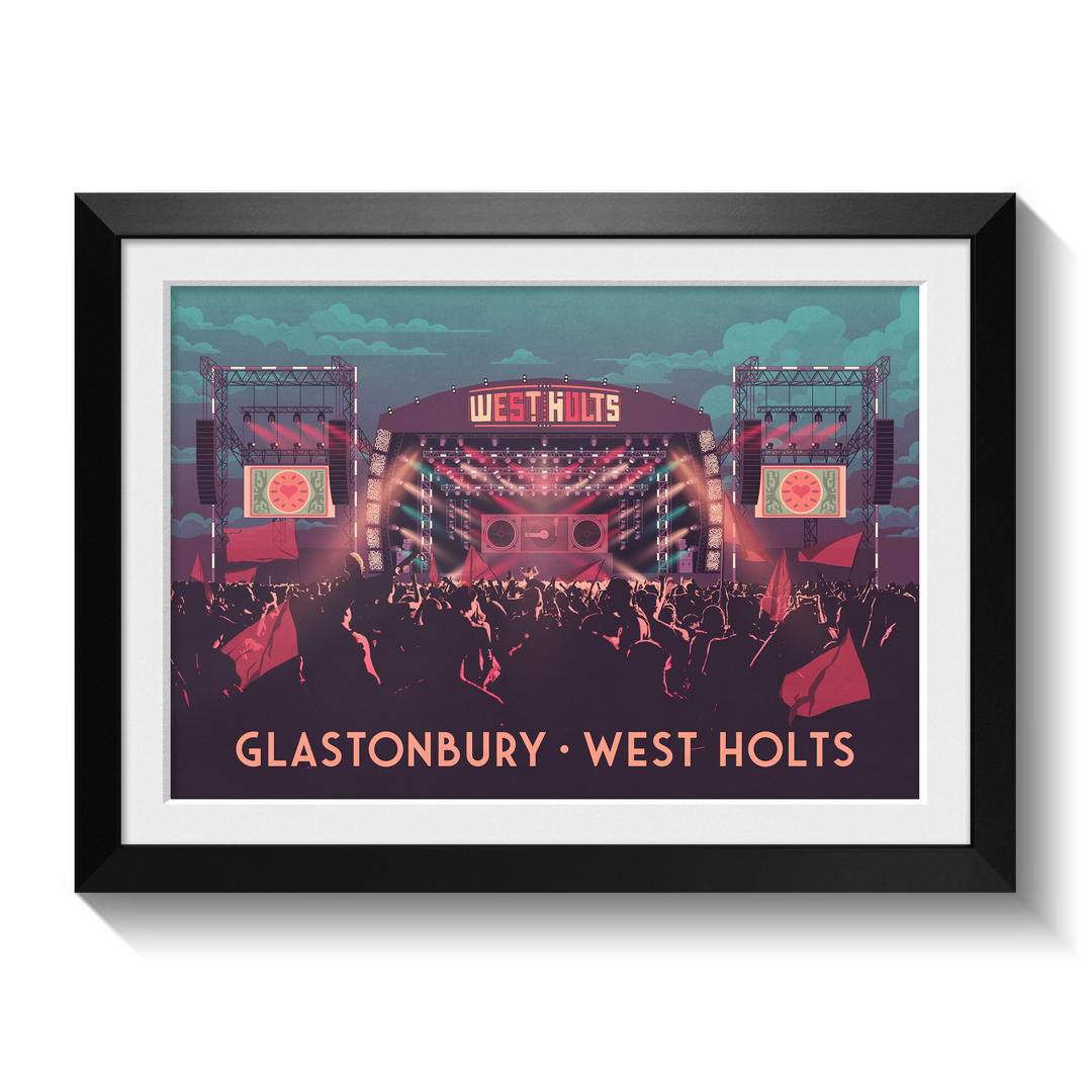 Glastonbury Festival West Holts Stage Travel Poster