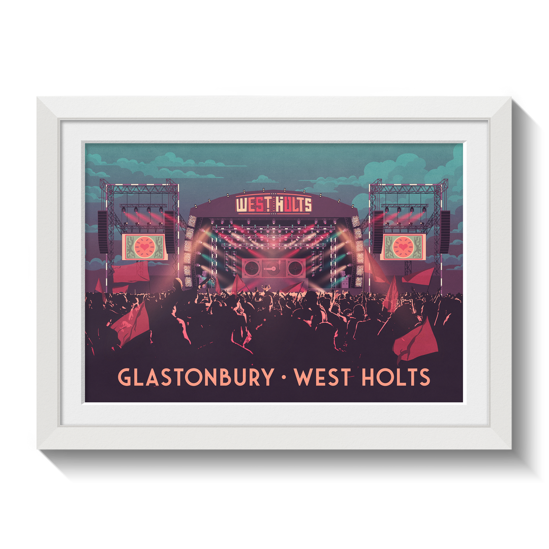 Glastonbury Festival West Holts Stage Travel Poster