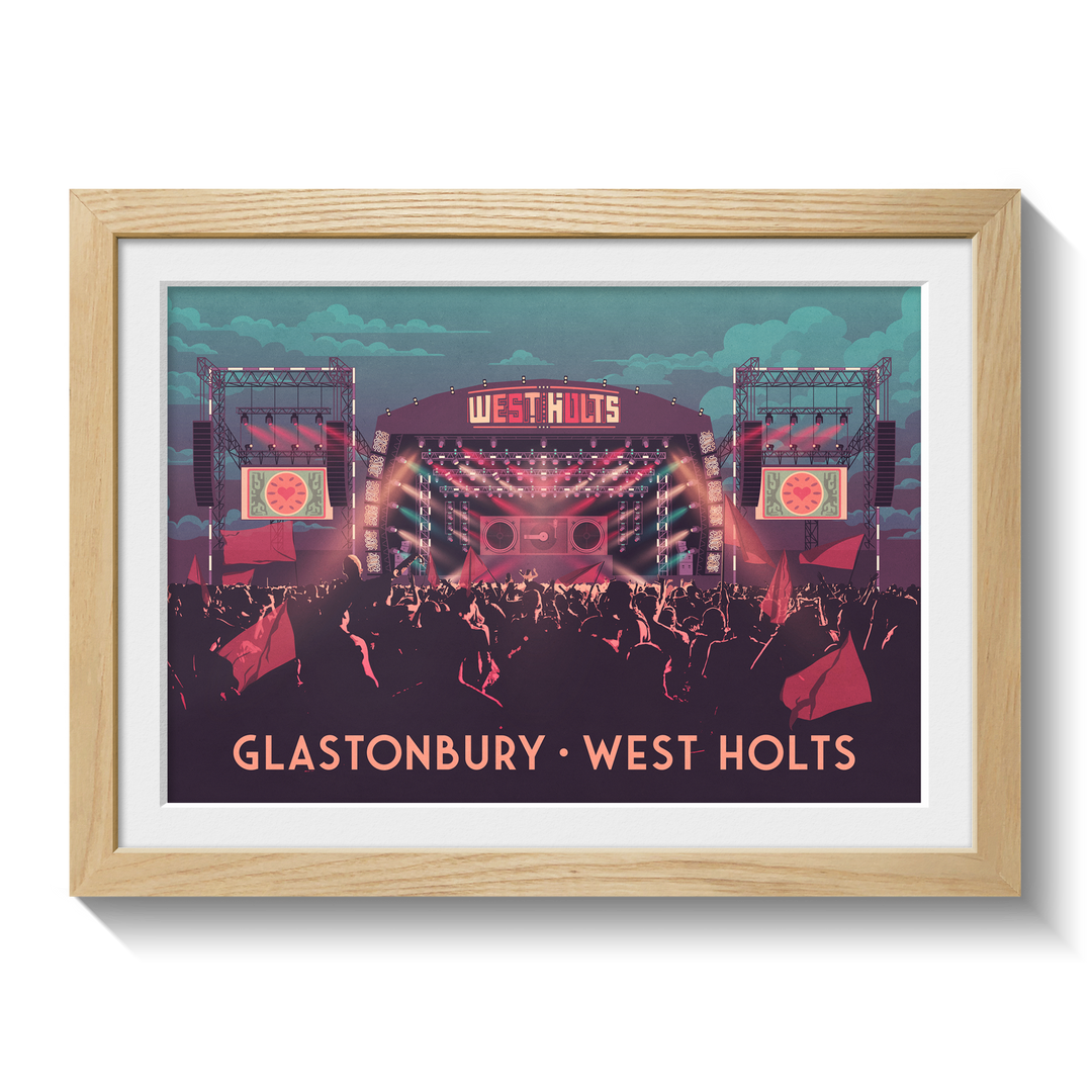 Glastonbury Festival West Holts Stage Travel Poster