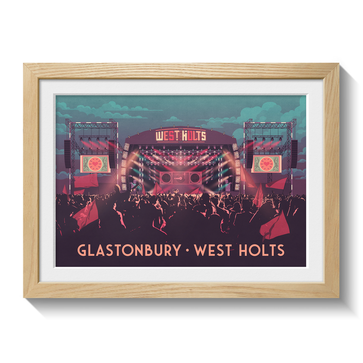 Glastonbury Festival West Holts Stage Travel Poster
