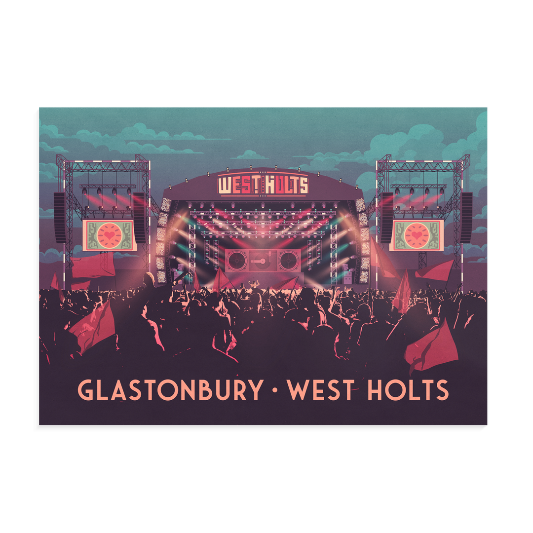 Glastonbury Festival West Holts Stage Travel Poster