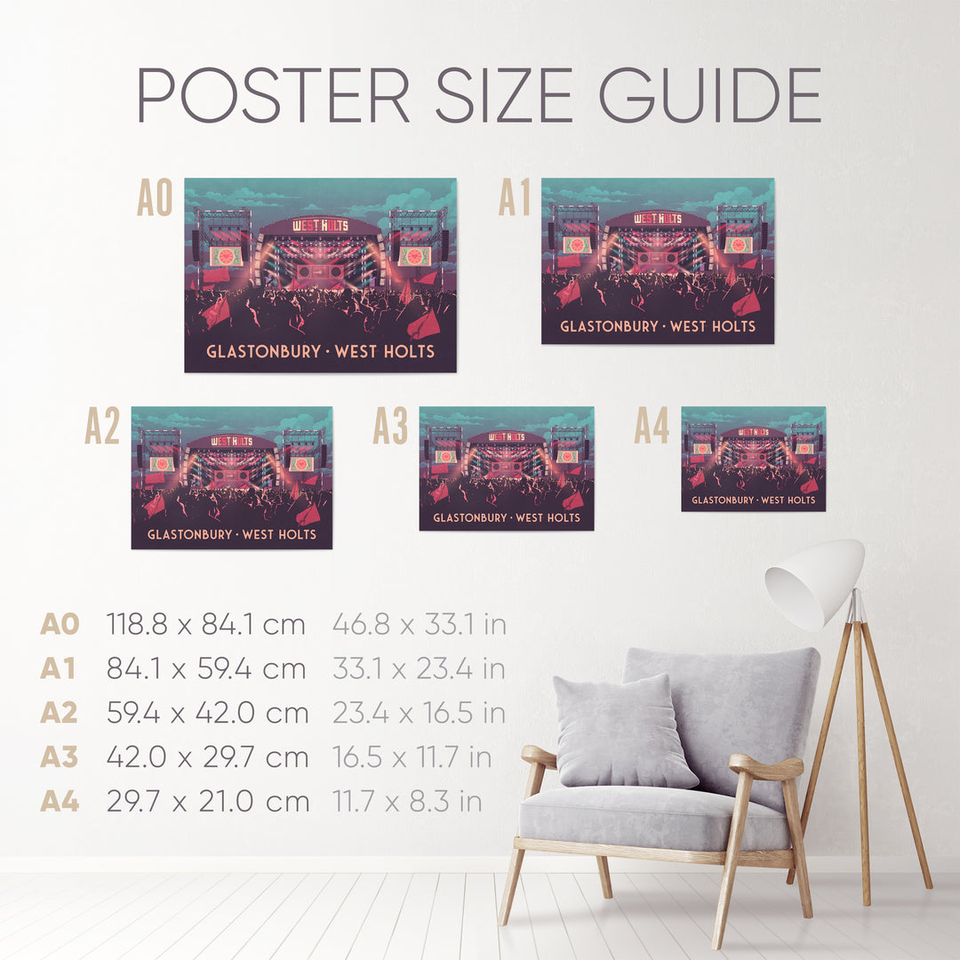 Glastonbury Festival West Holts Stage Travel Poster