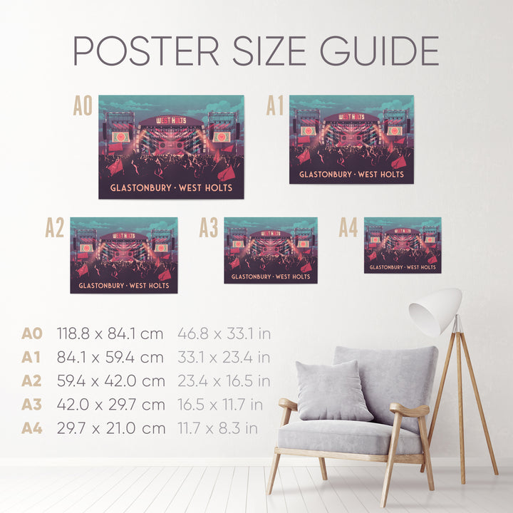 Glastonbury Festival West Holts Stage Travel Poster