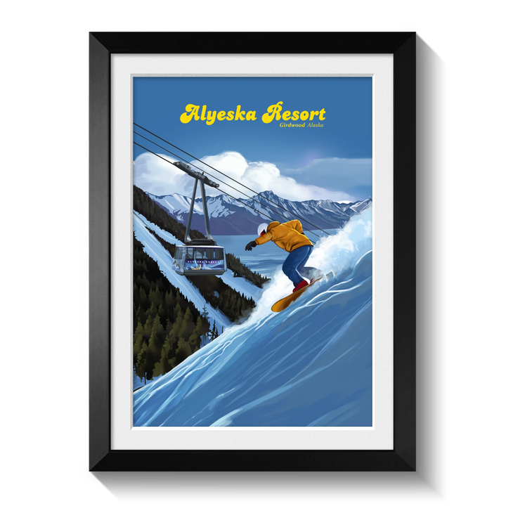 Alyeska Alaska Snowboard Ski Resort Travel Poster