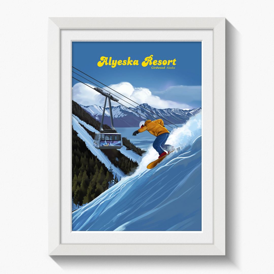Alyeska Alaska Snowboard Ski Resort Travel Poster