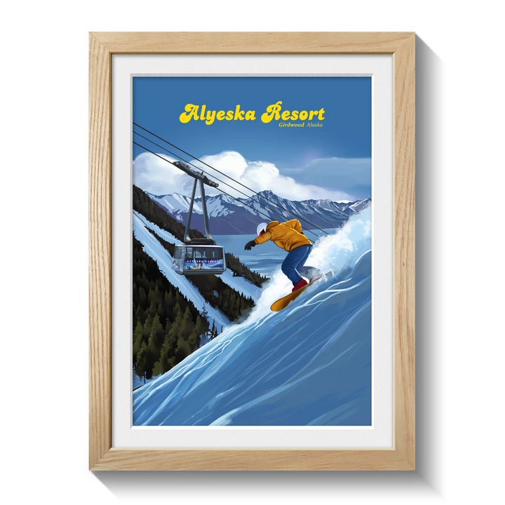 Alyeska Alaska Snowboard Ski Resort Travel Poster