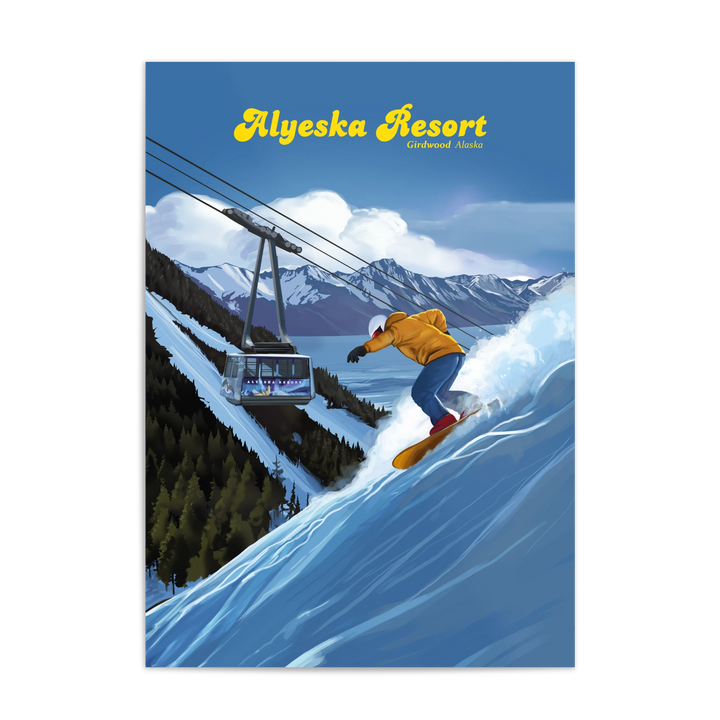 Alyeska Alaska Snowboard Ski Resort Travel Poster