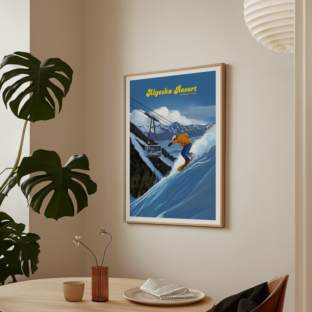 Alyeska Alaska Snowboard Ski Resort Travel Poster