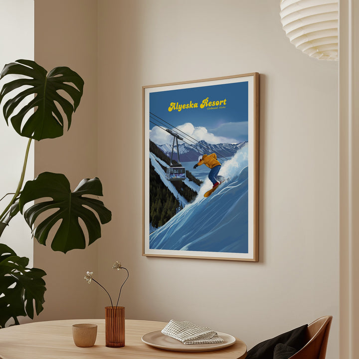 Alyeska Alaska Snowboard Ski Resort Travel Poster