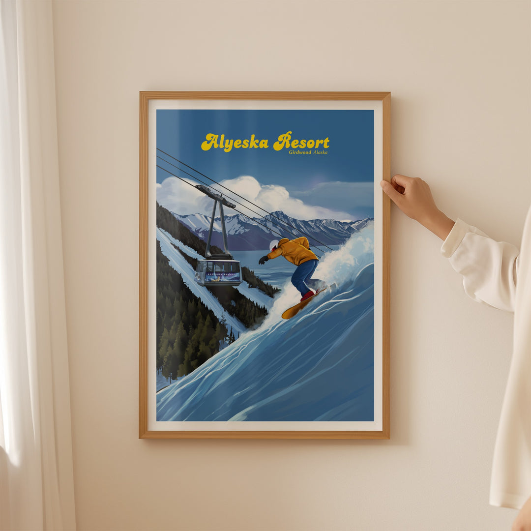 Alyeska Alaska Snowboard Ski Resort Travel Poster