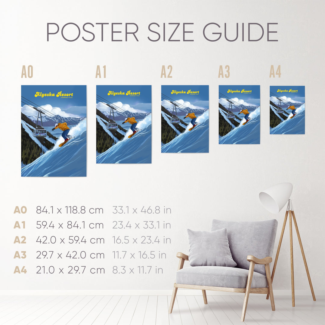 Alyeska Alaska Snowboard Ski Resort Travel Poster