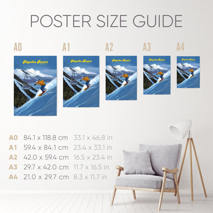 Alyeska Alaska Snowboard Ski Resort Travel Poster